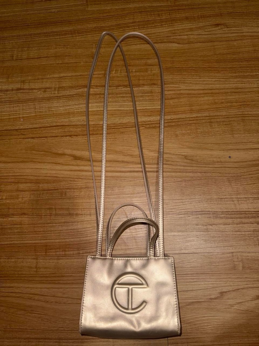 Telfar Metallic Rose Gold Crossbody Mini